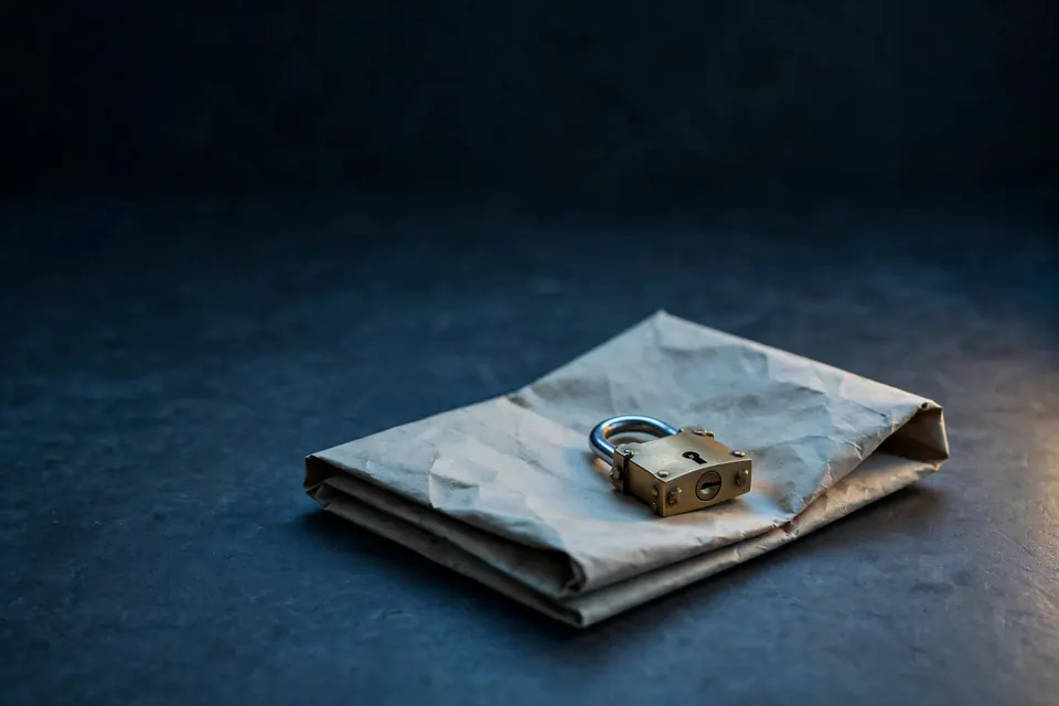 Padlock on a folded map