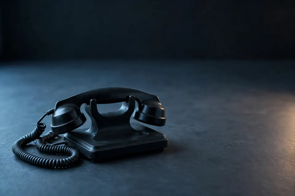 Telephone handset on its cradle